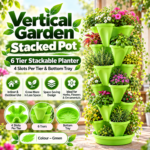 FG ZAIN Vertical Garden Stacked Pot, 6 Tier Stackable Planter with 4 Slots