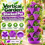 FG ZAIN Vertical Garden Stacked Pot, 6 Tier Stackable Planter with 4 Slots