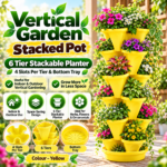 FG ZAIN Vertical Garden Stacked Pot, 6 Tier Stackable Planter with 4 Slots