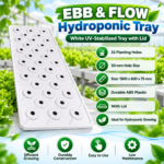 White UV-Stabilized EBB & Flow Hydroponic Tray with Lid – 33