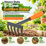 FG ZAIN FINDER Heavy Duty 5-Tine Garden Rake