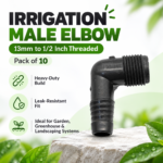 FG ZAIN Irrigation Male Elbow 13mm to 1/2 Inch Threaded, Pack of 10