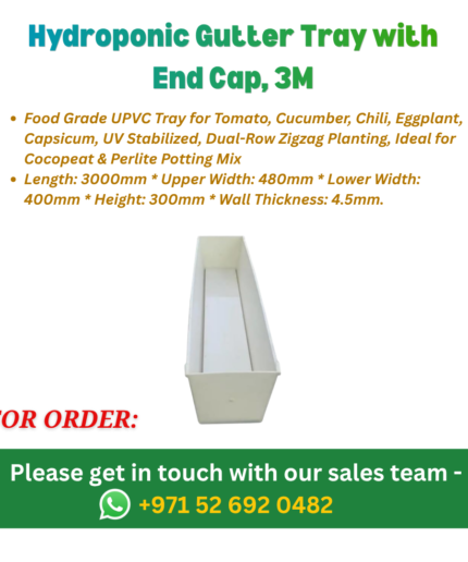 Hydroponic Corrugated Gutter Tray with End Cap, Drain Hole, 3M (2)