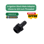 FG ZAIN Irrigation Black Male Adapter 13mm to 3/4 Inch Threaded