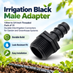 FG ZAIN Irrigation Black Male Adapter 13mm to 3/4 Inch Threaded