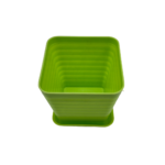 FG ZAIN Square Plastic Flower Pots with Bottom Tray, Pack of 5, Color- Green, Durable Plant Pots with Drainage Holes