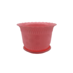 FG ZAIN Round Decorative Plastic Flower Pots, Pink, Pack of 5 - Durable Plant Pots with Tray & Drainage Holes, Ideal for Herbs, Succulents, Flower Plants, Indoor and Outdoor Use