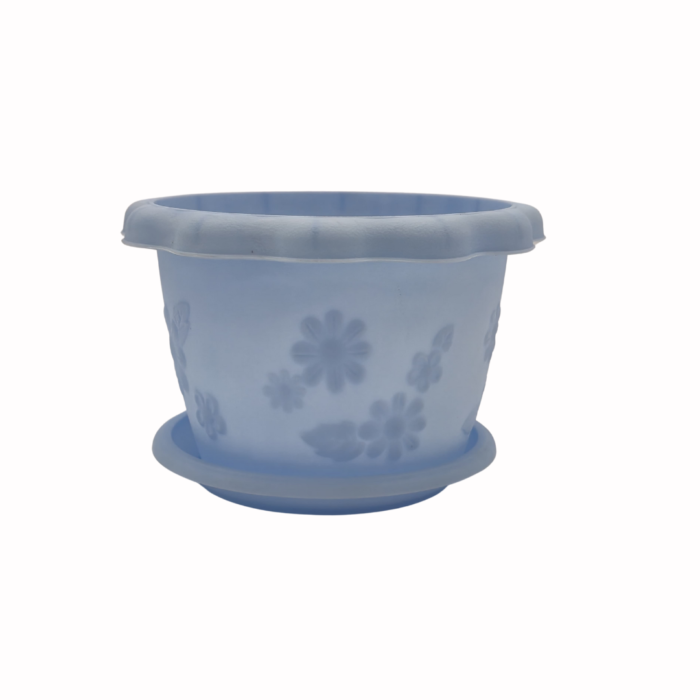FG ZAIN Round Flower Pots with Bottom Tray – Pack of 5, Decorative Plant Containers for Indoor & Outdoor Use – Stylish Planters for Flowers, Herbs, Home & Garden Décor