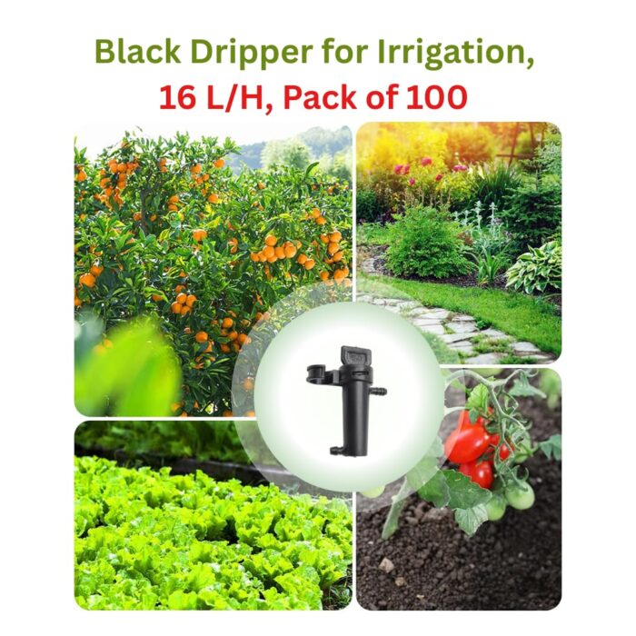 Black Dripper for Irrigation, 16 L/H, Pack of 100