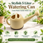 Stylish 5 Liter Watering Can – Cream Plastic Garden Water Jug for Plants