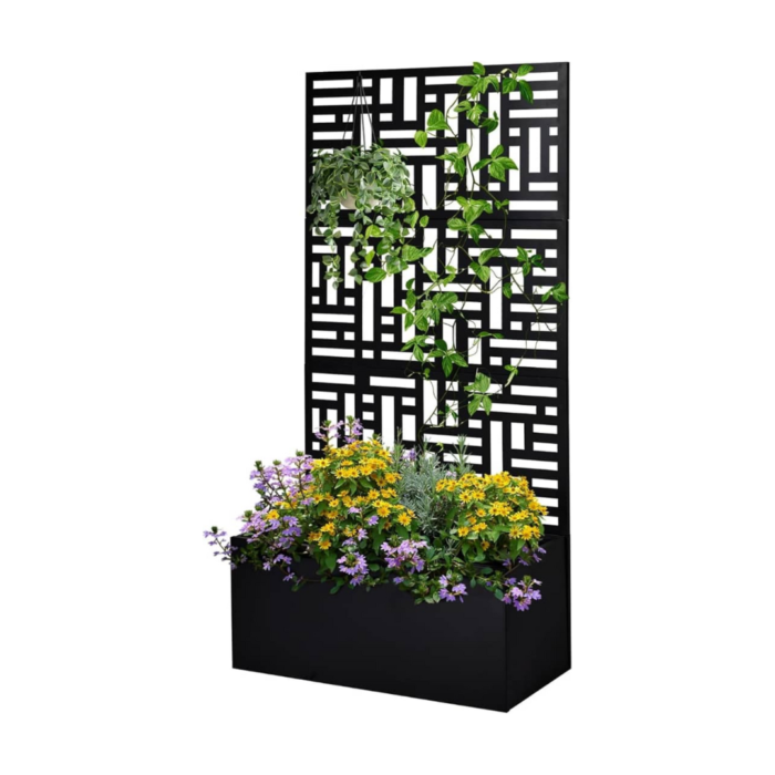 Wall with Rectangular Screen – Black