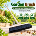 Garden Brush – 18 Inch Heavy-Duty Plastic Bristle Brush with Wooden