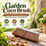 Garden Coco Brush – 12 Inch Natural Coir Bristle Brush with Wooden