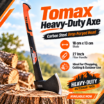 Tomax Heavy-Duty Axe – Carbon Steel Drop-Forged Head
