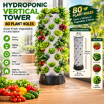 Hydroponic Pineapple Tower – 80 Plant Holes with Water Pump