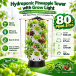 Hydroponic Pineapple Tower with Grow Light – 80 Plant Sites