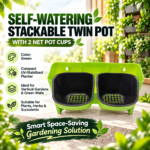 FG ZAIN Self-Watering Stackable Twin Pot with 2 Net Pot Cups