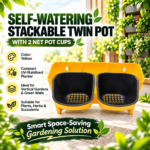 FG ZAIN Self-Watering Stackable Twin Pot with 2 Net Pot Cups