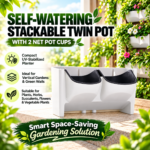 FG ZAIN Self-Watering Stackable Twin Pot with 2 Net Pot Cups