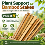 Plant Support Bamboo Stakes | 300 cm Height x 24-26 mm Thickness
