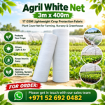 Agril White Net 3m x 400m | 17 GSM Lightweight Crop Protection Fabric