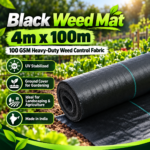 Black Weed Mat 4m x 100m | 100 GSM Heavy-Duty Weed Control