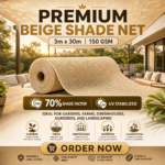 Beige Shade Net 3m x 30m | 150 GSM | 70% Shade Factor