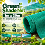 Green Shade Net 1m x 30m | 150 GSM | 70% Shade Factor | UV Stabilized