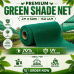 Green Shade Net 2m x 50m | 150 GSM | 70% Shade Factor
