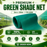Green Shade Net 2m x 30m | 170 GSM | 70% Shade Factor