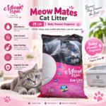 Meow Mates Cat Litter 25L – Baby powder flavour