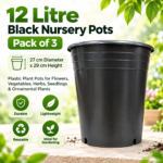 12 litre black nursery pots