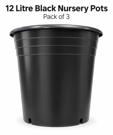 Black Nursery Pots 12 Litre – Pack of 3